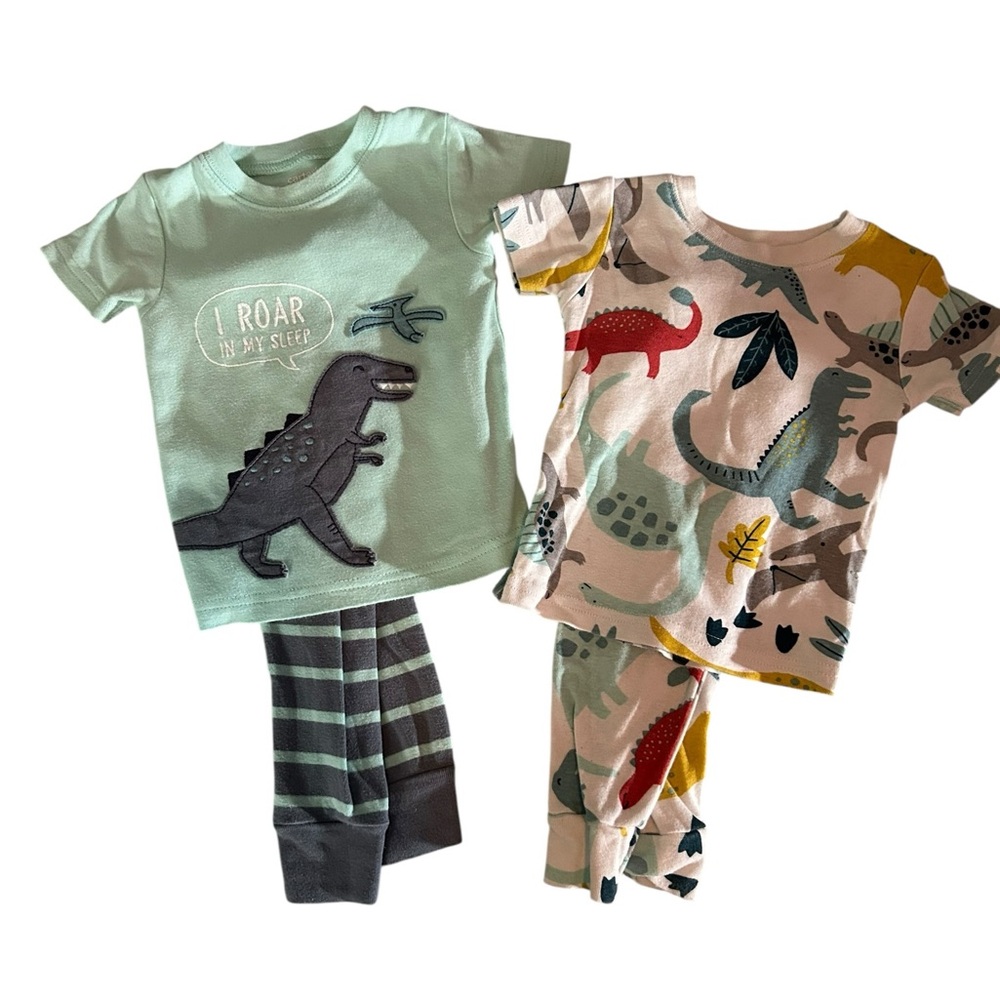 Carter's Dinosaur Pajama Set Bundle - Mint and Multicolor